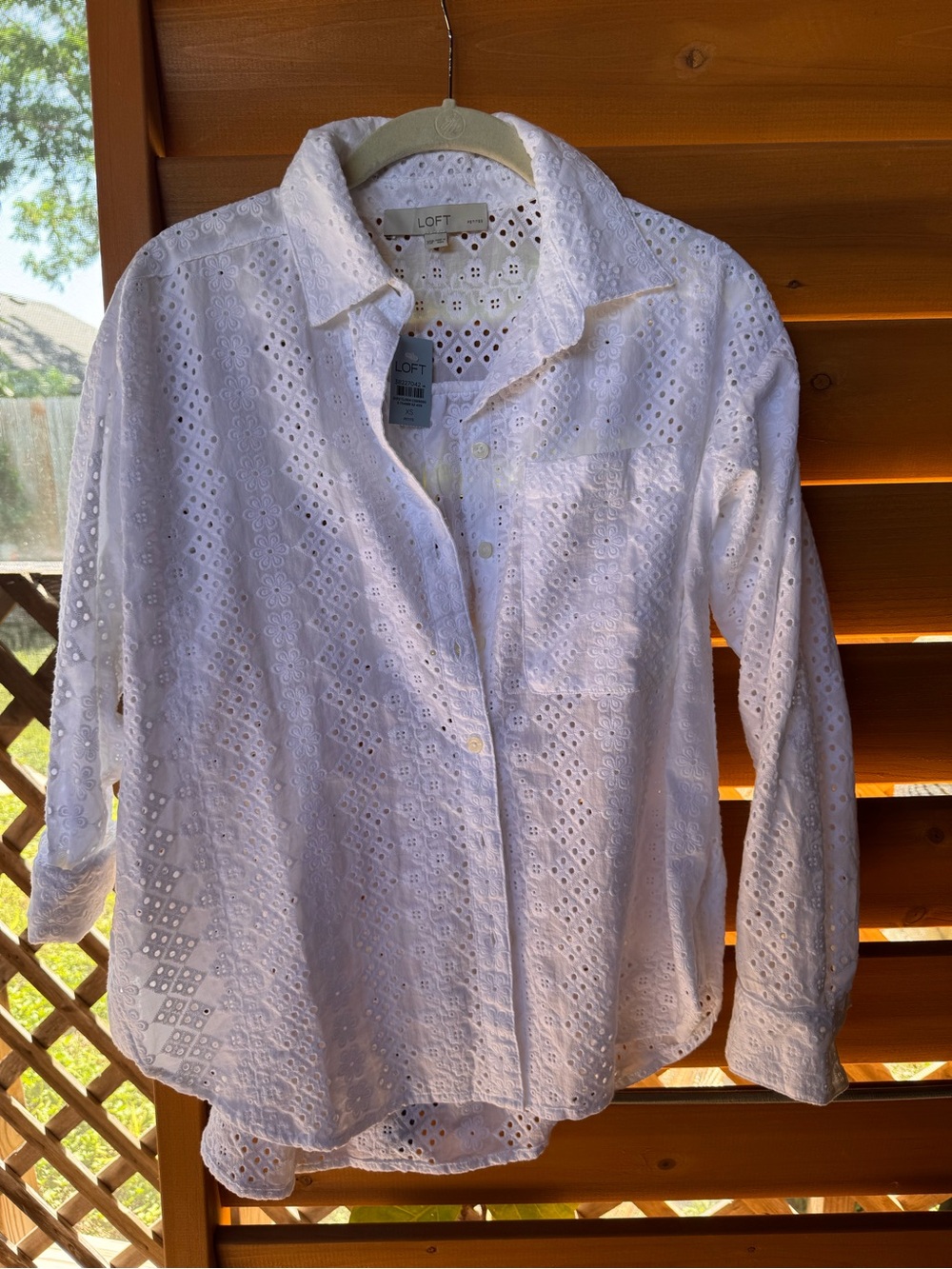 LOFT White Broderie Anglaise Button-Down Blouse NWT